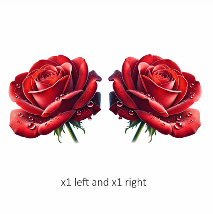 Red Rose Petals Water Droplets Vinyl Sticker Decal