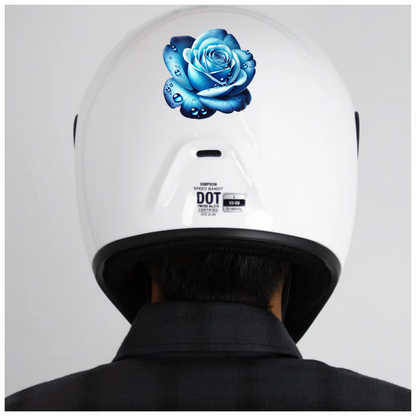 Blue Rose Petals Water Droplets Vinyl Sticker Decal