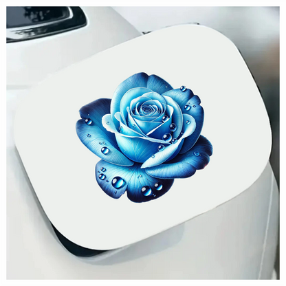 Blue Rose Petals Water Droplets Vinyl Sticker Decal