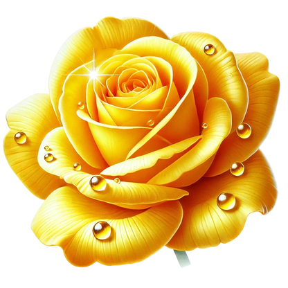 Yellow Rose Flower With Waterdrops Vinyl Sticker Decal