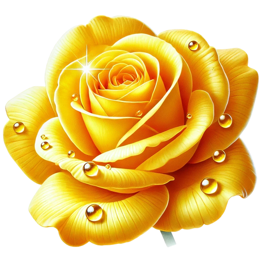 Yellow Rose Flower With Waterdrops Vinyl Sticker Decal