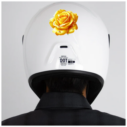 Yellow Rose Flower With Waterdrops Vinyl Sticker Decal