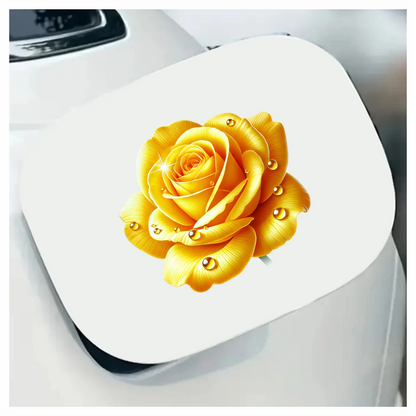 Yellow Rose Flower With Waterdrops Vinyl Sticker Decal