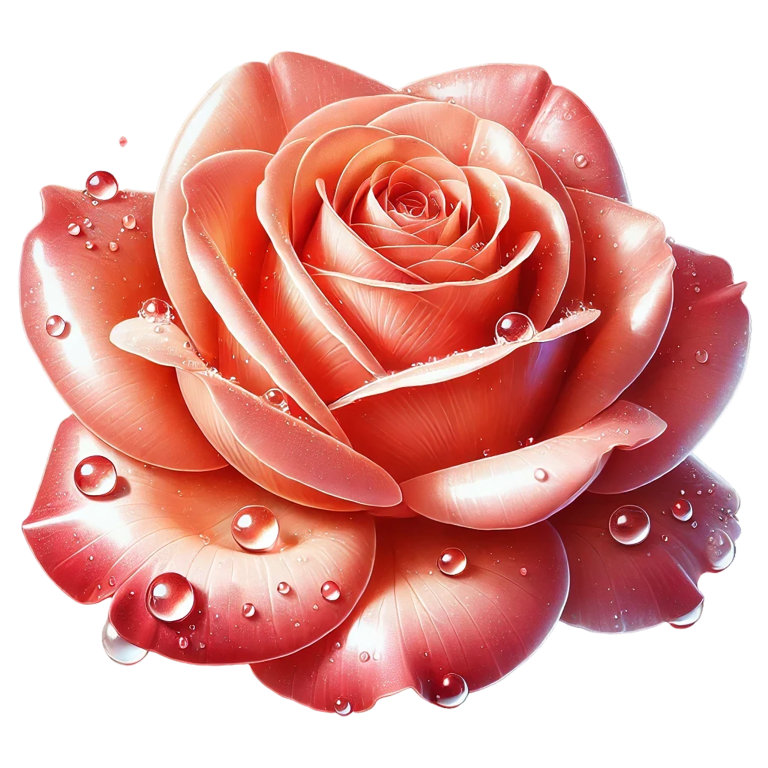 Pink Rose Flower With Water Drops Vinyl Sticker Decal