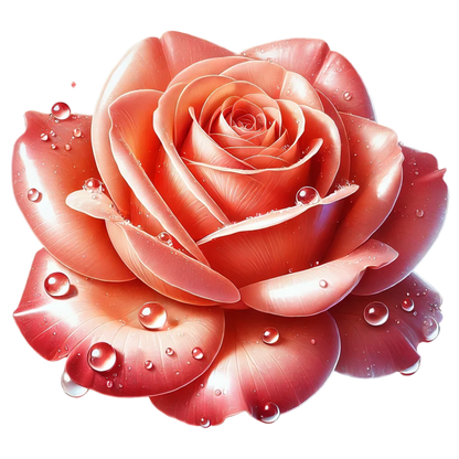 Pink Rose Flower With Water Drops Vinyl Sticker Decal