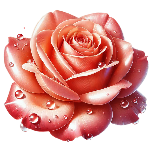 Pink Rose Flower With Water Drops Vinyl Sticker Decal