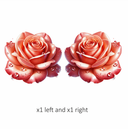 Pink Rose Flower With Water Drops Vinyl Sticker Decal