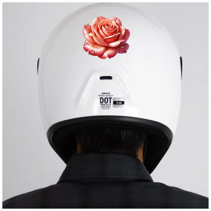 Pink Rose Flower With Water Drops Vinyl Sticker Decal