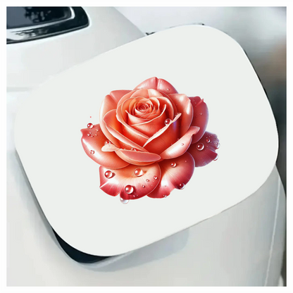 Pink Rose Flower With Water Drops Vinyl Sticker Decal
