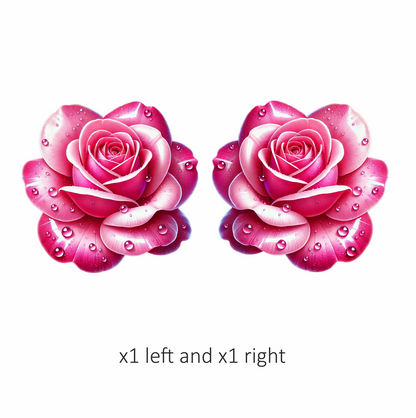 Pink Rose Petals Water Droplets Vinyl Sticker Decal