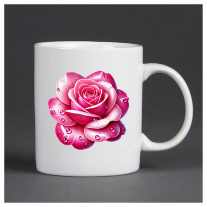 Pink Rose Petals Water Droplets Vinyl Sticker Decal