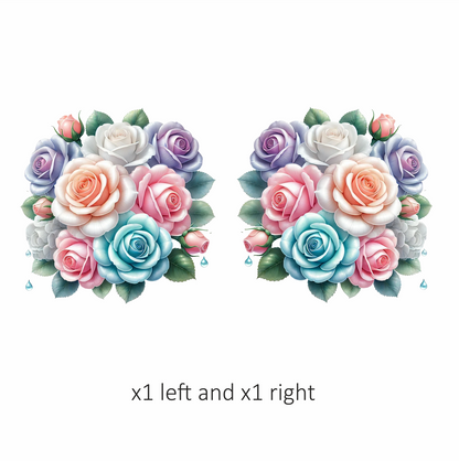 Blue White Pink Purple Roses Bouquet Vinyl Sticker Decal