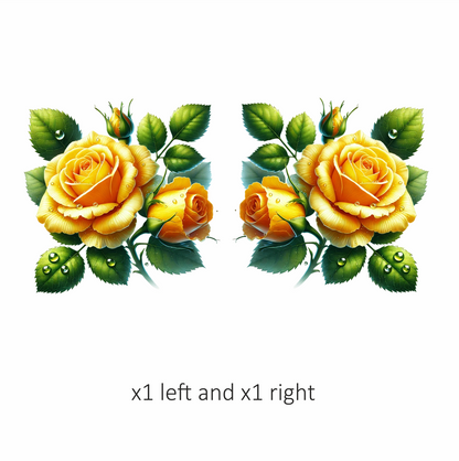 Yellow Rose Buds Green Leaves Vinyl Sticker Decal