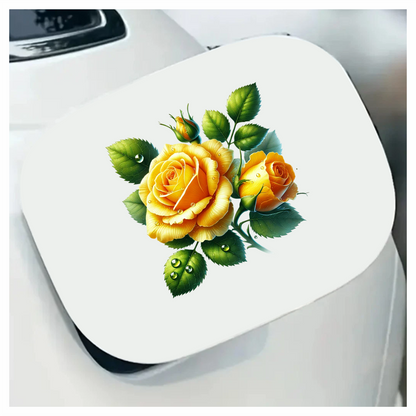 Yellow Rose Buds Green Leaves Vinyl Sticker Decal