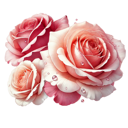 Pink Roses Water Droplets Floral Vinyl Sticker Decal