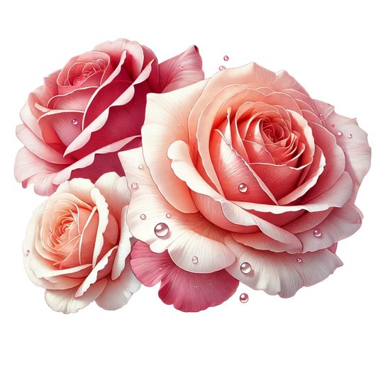 Pink Roses Water Droplets Floral Vinyl Sticker Decal