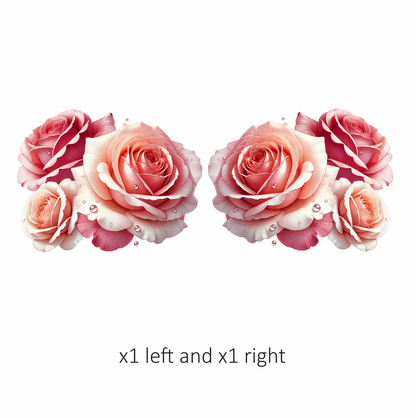 Pink Roses Water Droplets Floral Vinyl Sticker Decal