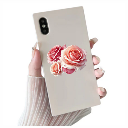 Pink Roses Water Droplets Floral Vinyl Sticker Decal