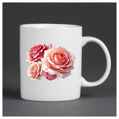 Pink Roses Water Droplets Floral Vinyl Sticker Decal