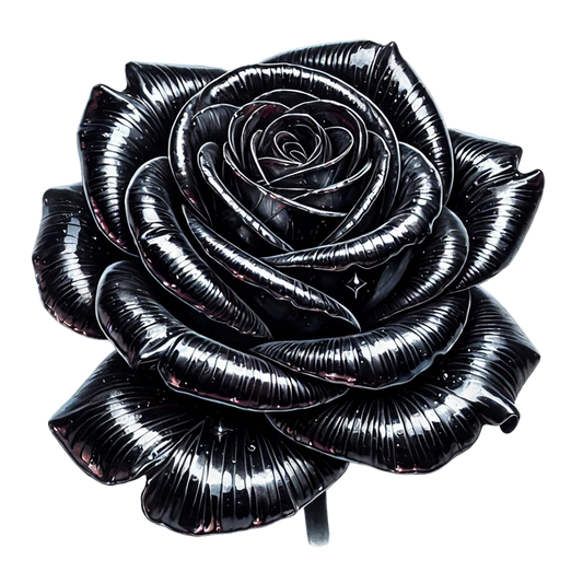 Black Shiny Rose Flower Closeup Vinyl Sticker Decal