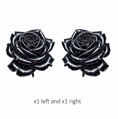 Black Shiny Rose Flower Closeup Vinyl Sticker Decal