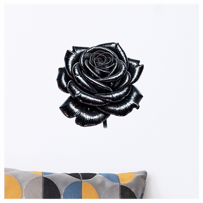 Black Shiny Rose Flower Closeup Vinyl Sticker Decal