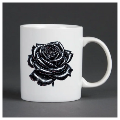 Black Shiny Rose Flower Closeup Vinyl Sticker Decal