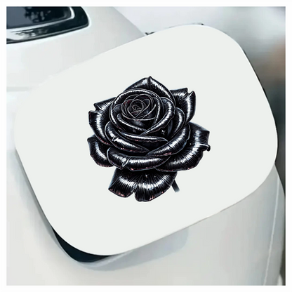 Black Shiny Rose Flower Closeup Vinyl Sticker Decal