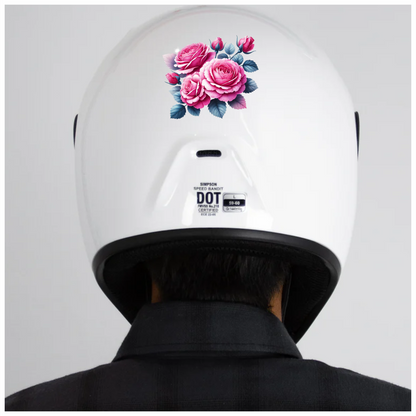 Pink Roses Blue Leaves Floral Vinyl Sticker Decal