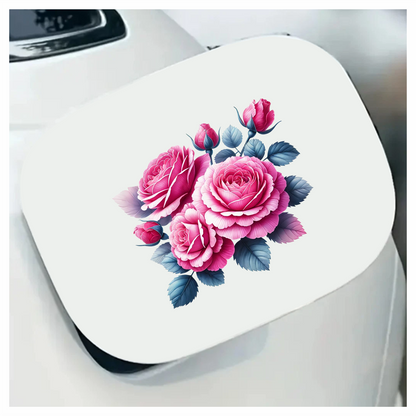 Pink Roses Blue Leaves Floral Vinyl Sticker Decal