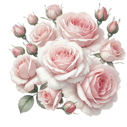 Pink Roses Blooming Flower Cluster Vinyl Sticker Decal