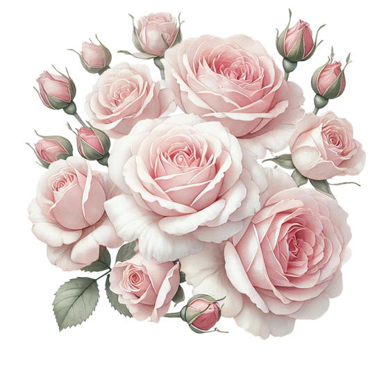 Pink Roses Blooming Flower Cluster Vinyl Sticker Decal