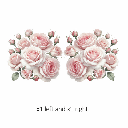 Pink Roses Blooming Flower Cluster Vinyl Sticker Decal