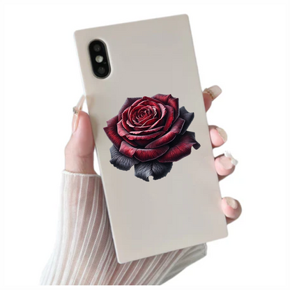 Dark Red Rose Bloom Closeup Vinyl Sticker Decal