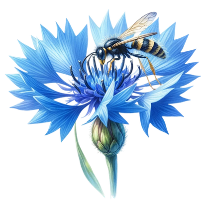 Blue Flower Wasp Petal Bloom Vinyl Sticker Decal