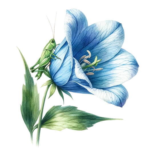 Blue Flower Green Grasshopper Leaf Vinyl Sticker Decal