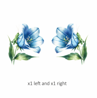 Blue Flower Green Grasshopper Leaf Vinyl Sticker Decal