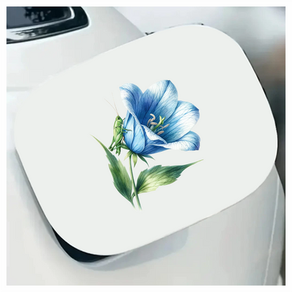 Blue Flower Green Grasshopper Leaf Vinyl Sticker Decal