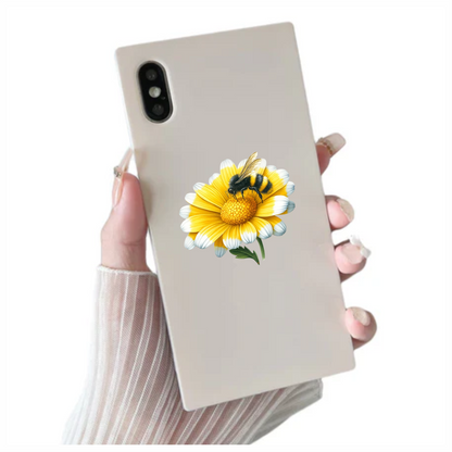 Yellow White Flower Bee Daisy Vinyl Sticker Decal