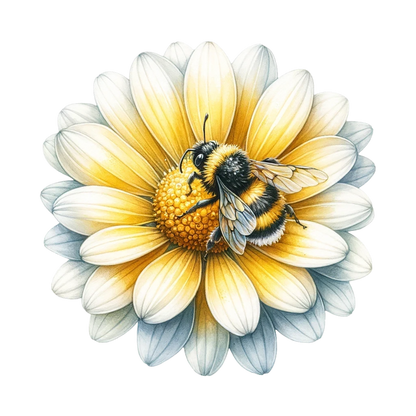 Yellow White Flower Bee Daisy Vinyl Sticker Decal