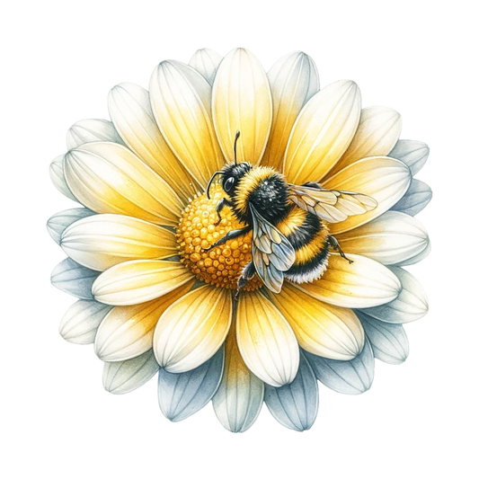 Yellow White Flower Bee Daisy Vinyl Sticker Decal