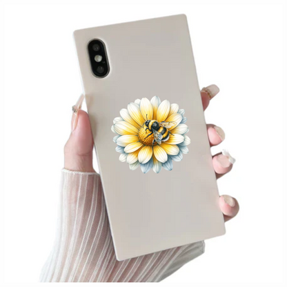 Yellow White Flower Bee Daisy Vinyl Sticker Decal