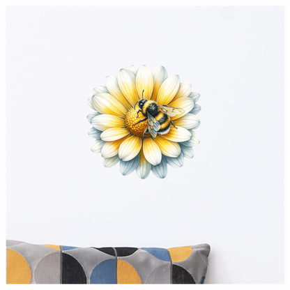 Yellow White Flower Bee Daisy Vinyl Sticker Decal