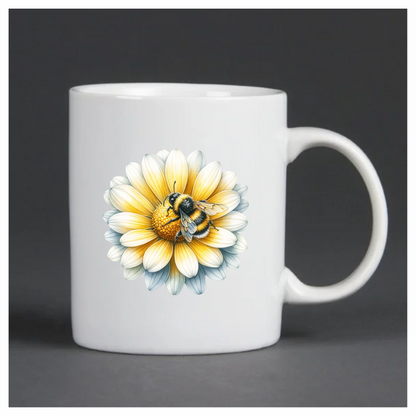 Yellow White Flower Bee Daisy Vinyl Sticker Decal