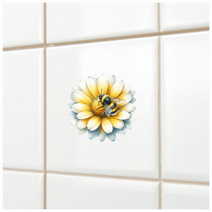 Yellow White Flower Bee Daisy Vinyl Sticker Decal