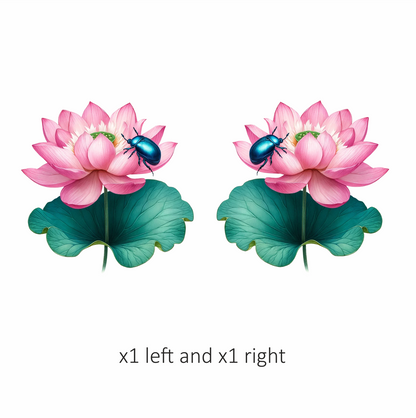 Pink Lotus Leaf Blue Beetle Vinyl Sticker Decal