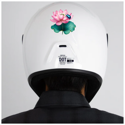 Pink Lotus Leaf Blue Beetle Vinyl Sticker Decal