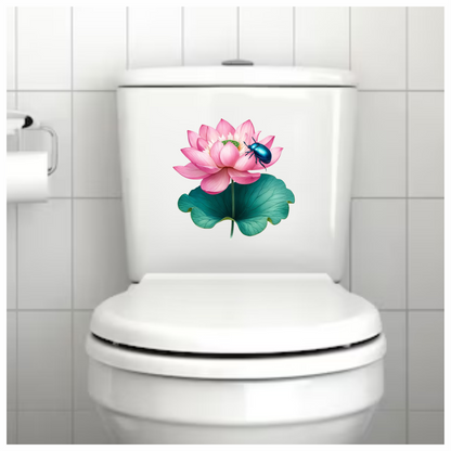 Pink Lotus Leaf Blue Beetle Vinyl Sticker Decal