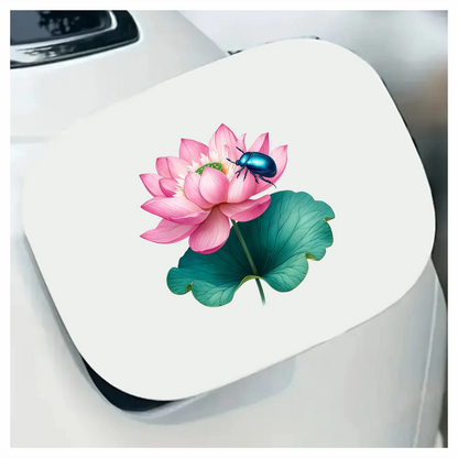 Pink Lotus Leaf Blue Beetle Vinyl Sticker Decal
