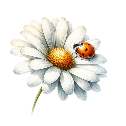 White Daisy Yellow Center Red Ladybug Vinyl Sticker Decal